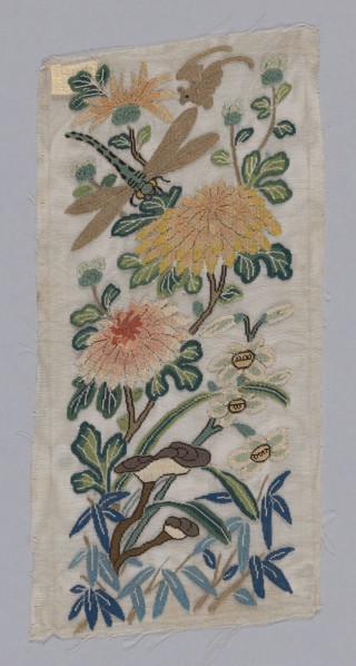 Trimming, Qing dynasty(1644–1911), 1850/1900, Han-Chinese, China, White gauze, embroidered strips,