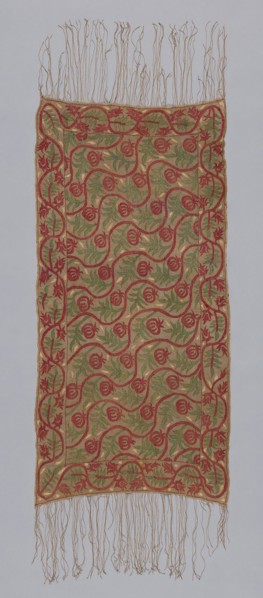 Cover, 17th century, Turkey, Turkey, Linen, plain weave, embroidered with silk floss in running