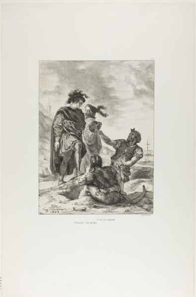 Hamlet and Horatio with the Gravediggers, plate 14 from Hamlet, 1843, Eugène Delacroix, French,