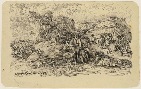 The Smugglers, 1858, Rodolphe Bresdin, French, 1825-1885, France, Pen and black ink, on cream wove