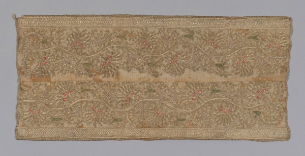 Fragment (Towel or Napkin), 1875/1900, Turkey, Turkey, Towel ends, embroidered in gold in design of