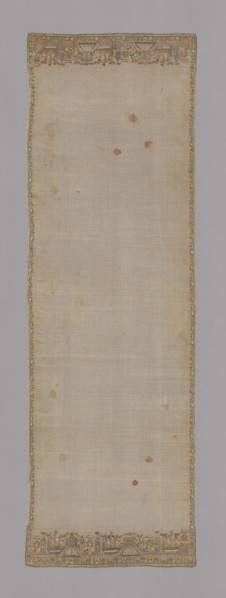 Cover (?), 19th century, Turkey, Turkey, Towel, embroidered in design of boats, towers and bridges,