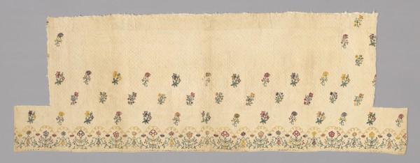 Fragments from a Bedcover made of Petticoat Borders, Late 18th century, France, Cotton, plain