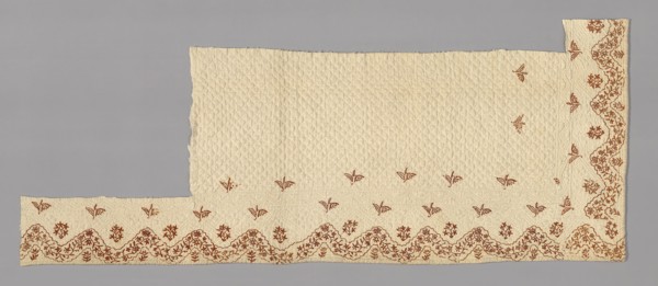 Fragments from a Bedcover made of Petticoat Borders, Late 18th century, France, Cotton, plain