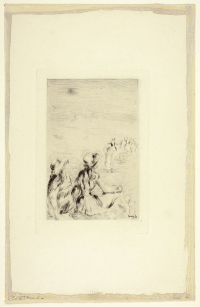 Children on the Beach, Berneval, c. 1892, Pierre Auguste Renoir, French, 1841-1919, France, Etching