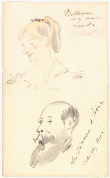 Head of a Woman and Head of a Bearded Man, 1880, Édouard Manet, French, 1832-1883, France,