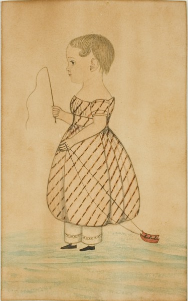Standing Girl in Profile to Left with Whip and Toy Sleigh, n.d., Unknown Artist, American or