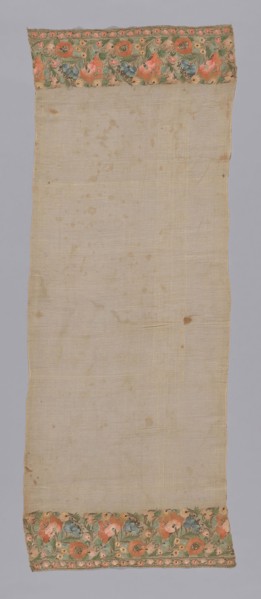 Towel or Napkin, 19th century, Turkey, Turkey, Towel, embroidered with design of floral motifs.,