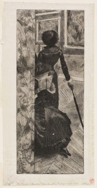 Mary Cassatt in the Paintings Gallery at the Louvre, 1879–80, Edgar Degas, French, 1834-1917,