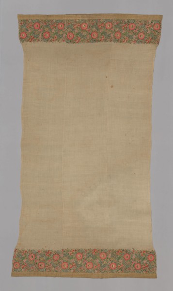 Cover, 19th century, Turkey, Turkey, embroidered ends in a rose spray pattern, edged with a wide