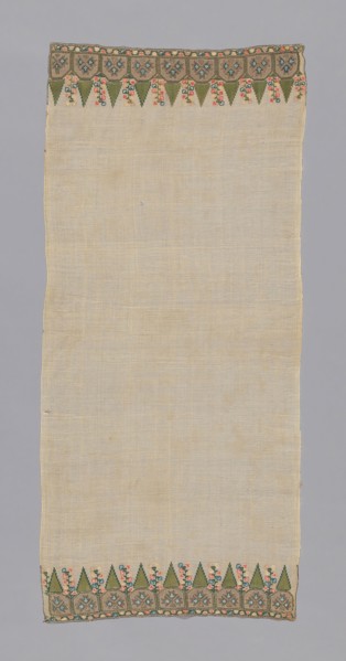 Towel, 19th century, Turkey, Turkey, embroidered, 118.3 x 52.8 cm (46 1/2 x 20 3/4 in.)