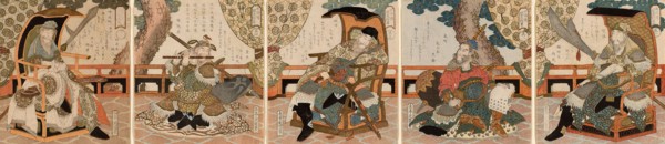 The Five Tiger Generals of the Tales of the Water Margin (Suikoden Goko Shogun), c. 1828, Yashima