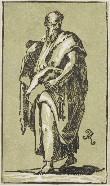 St. Peter, n.d., Conte Anton Maria Zanetti, Italian, 1680–1767, Italy, Chiaroscuro woodcut in green