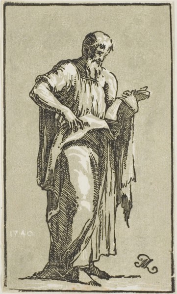 An Apostle, 1740, Conte Anton Maria Zanetti, Italian, 1680–1767, Italy, Chiaroscuro woodcut in