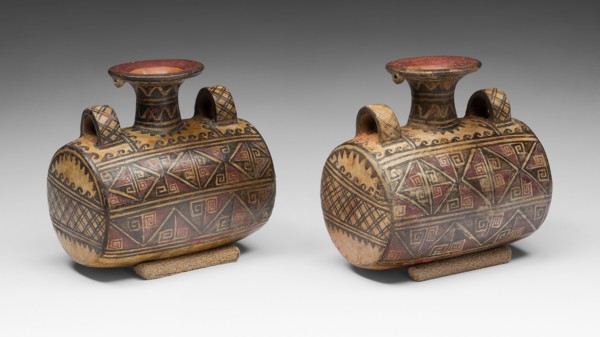 Drum-Shaped Vessels with Textile Motif, A.D. 1450/1532, Inca, South coast or southern highlands,