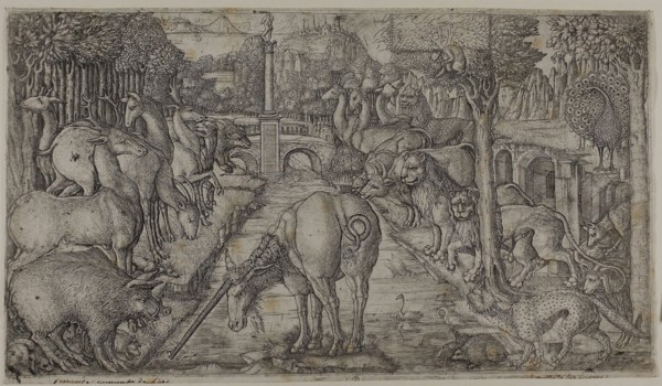 The Unicorn Purifying a Source, n.d., Jean Duvet, French, 1485-after 1561, France, Etching and