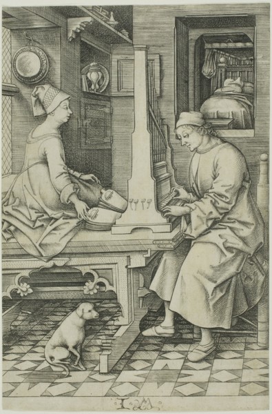 The Organ Player and His Wife, 1495/1503, Israhel van Meckenem the Younger, German, c.