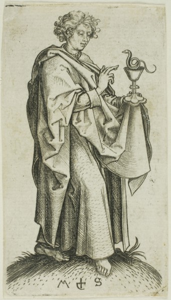 St. John, from Apostles, n.d., Martin Schongauer, German, c. 1450-1491, Germany, Engraving on