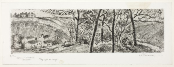Landscape Panorama, 1879, Camille Pissarro, French, 1830-1903, France, Etching and aquatint in