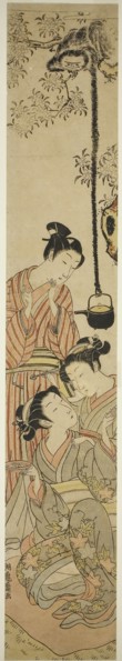 Gibbon snatching sake pot from flower-viewing party, c. 1772, Isoda Koryusai, Japanese, 1735-1790,