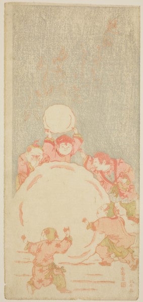 The Big Snowman, c. 1764, Kitao Shigemasa, Japanese, 1739–1820, Japan, Color woodblock print,