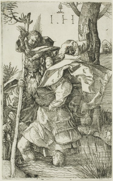 Saint Christopher, n.d., Hieronymous Hopfer, German, active 1520-1550, Germany, Etching in black on