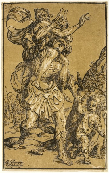 Aeneas Carrying His Father, Anchises, 1643, Ludolph Büsinck (German, 1599/1602–1669), after Georges