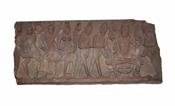 Fragment of a Temple Doorway Lintel, Chandella period, c. 11th century, India, Uttar Pradesh, Red