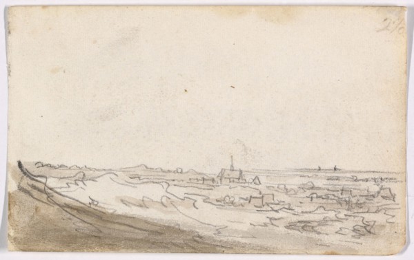 Panorama, 1650–51, Jan van Goyen, Dutch, 1596-1656, Netherlands, Black chalk, with brush and brown