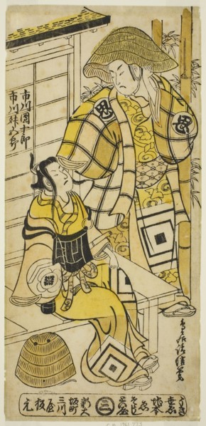 The Actors Ichikawa Danjuro II as Onio Shinzaemon and Ichikawa Masugoro as Soga no Goro in the play