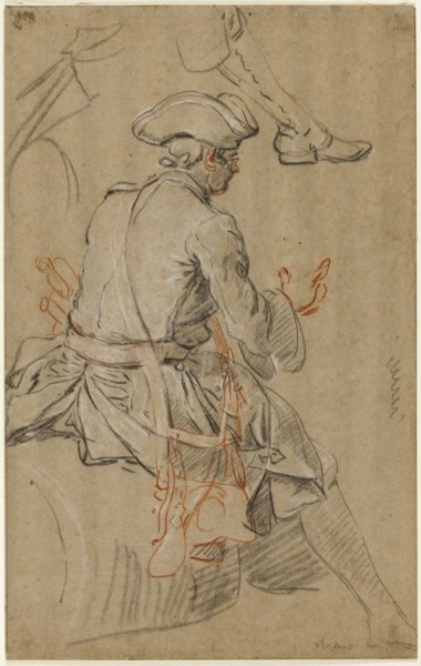 Sketch of Man on Horseback, with Separate Sketch of his Right Foot, n.d., Pierre Lenfant, French,