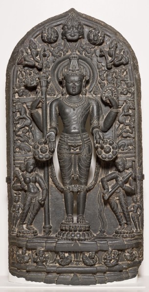 God Vishnu with Goddesses Lakshmi and Sarasvati, Pala period, 10th/12th century, Bangladesh or
