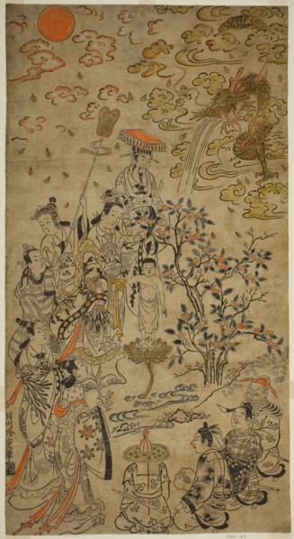 Birth of the Buddha, c. 1710, Hanegawa Chincho, Japanese, 1679 (?)-1754, Japan, Hand-colored