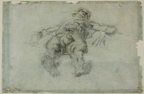 Reclining Male Nude, Foreshortened, 1562, Jacopo Robusti, called Tintoretto, Italian, 1519-1594,