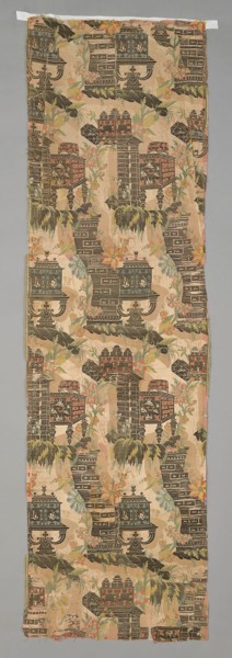 Panel, 1707/08, France, Silk and silvered-metal-strip-wrapped silk, satin weave with twill