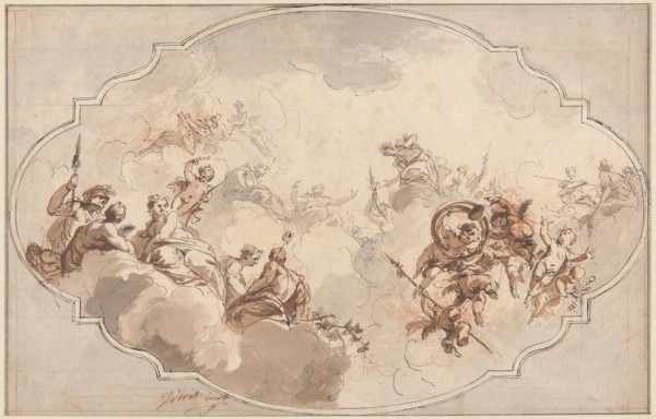 Design for a Ceiling: Apotheosis of Callisto or Diana? (recto), and Sketch of Figures (verso),