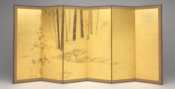 Bamboo, early 19th century, Kishi Ganku, Japanese, 1749-1838, Japan, Pair of six-panel screens, ink