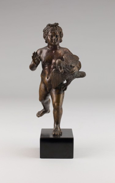 Cupid Carrying a Swan, 1500/1600, Italian (Venice), Italian, Bronze, traces of polychromy, H. 21 cm