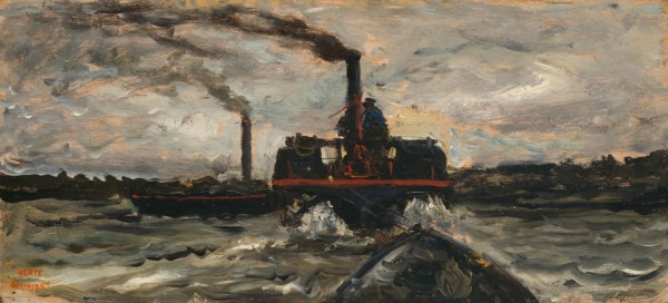 River Boat, c. 1860, Charles François Daubigny, French, 1817-1878, France, Oil on board, 8 1/4 × 17
