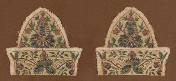 Cap (Disassembled), 18th century, England, Wool, twill weave, embroidered in chain stitch and