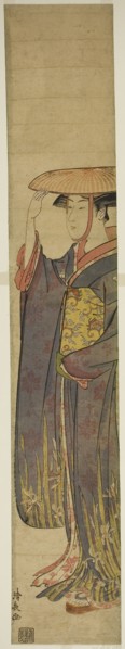 Young Woman Wearing a Hat, c. 1782, Torii Kiyonaga, Japanese, 1752-1815, Japan, Color woodblock