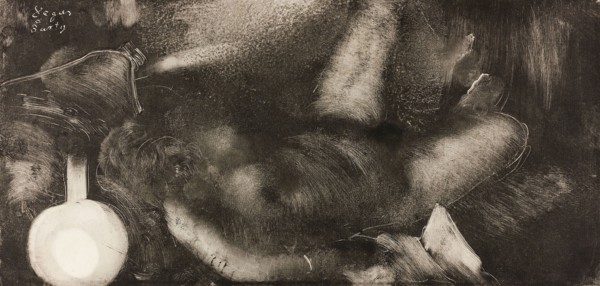 Woman Reclining on Her Bed, c. 1885, Edgar Degas, French, 1834-1917, France, Monotype in black ink