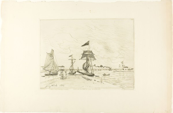 Wooden Pier, Honfleur Port, 1865, published January 1866, Johan Barthold Jongkind, Dutch,