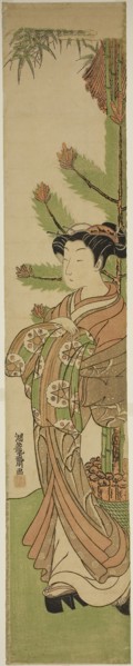 Courtesan in Front of New Year’s Decoration of Pine and Bamboo, c. early 1770s, Isoda Koryusai,