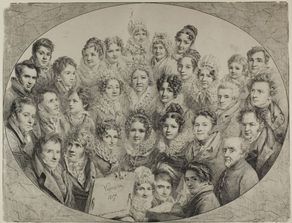 Thirty-one Portraits in an Oval, 1817, Pierre Roch Vigneron (French, 1789-1872), printed by Comte
