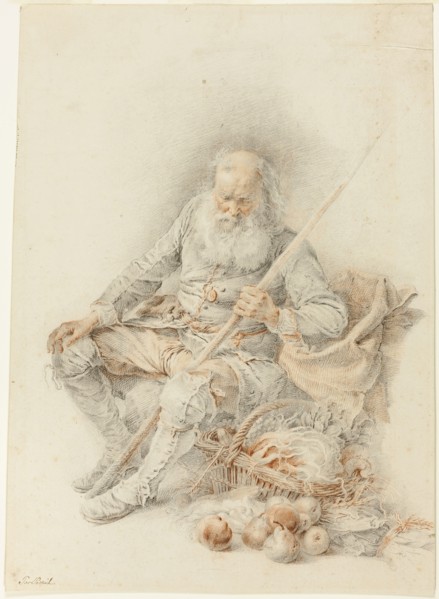Old Man with a Basket of Fruit and Vegetables, 18th century, Jacques André Portail, French,