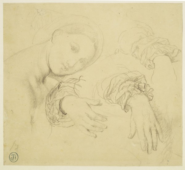 Sheet of Studies with the Head of the Fornarina and Hands of Madame de Senonnes, 1814/16,
