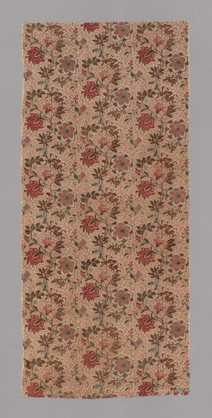 Panel, 1780s, France, probably Jouy-en-Josas, France, Linen and cotton, plain weave, block printed,
