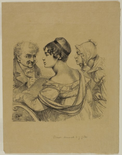 Self-Portrait with Two Young Ladies, c. 1816–17, Dominique-Vivant Denon, French, 1747-1825, France,