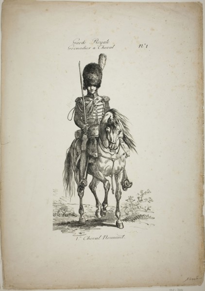 Royal Guard, Norman Mounted Grenadier and Horse, No. 1, c. 1818, Carle Vernet (French, 1758-1836),